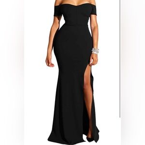 Women's Off Shoulder High Split Long Formal Party Dress Evening Gown NWOT